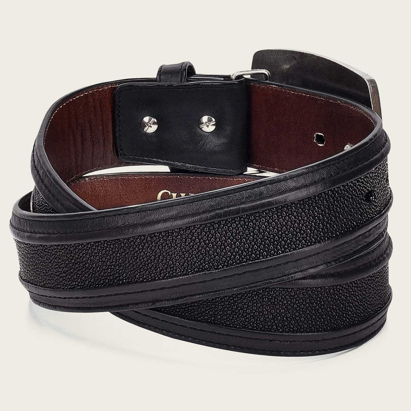 Cuadra Mens Black Stingray Exotic Belt