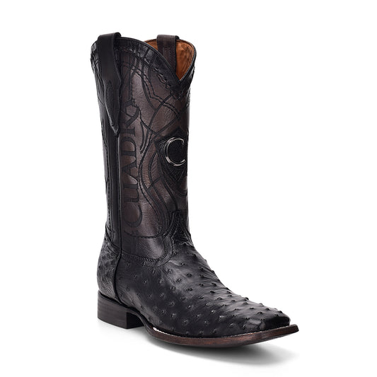 Cuadra Black Ostrich Laser & Embroidery