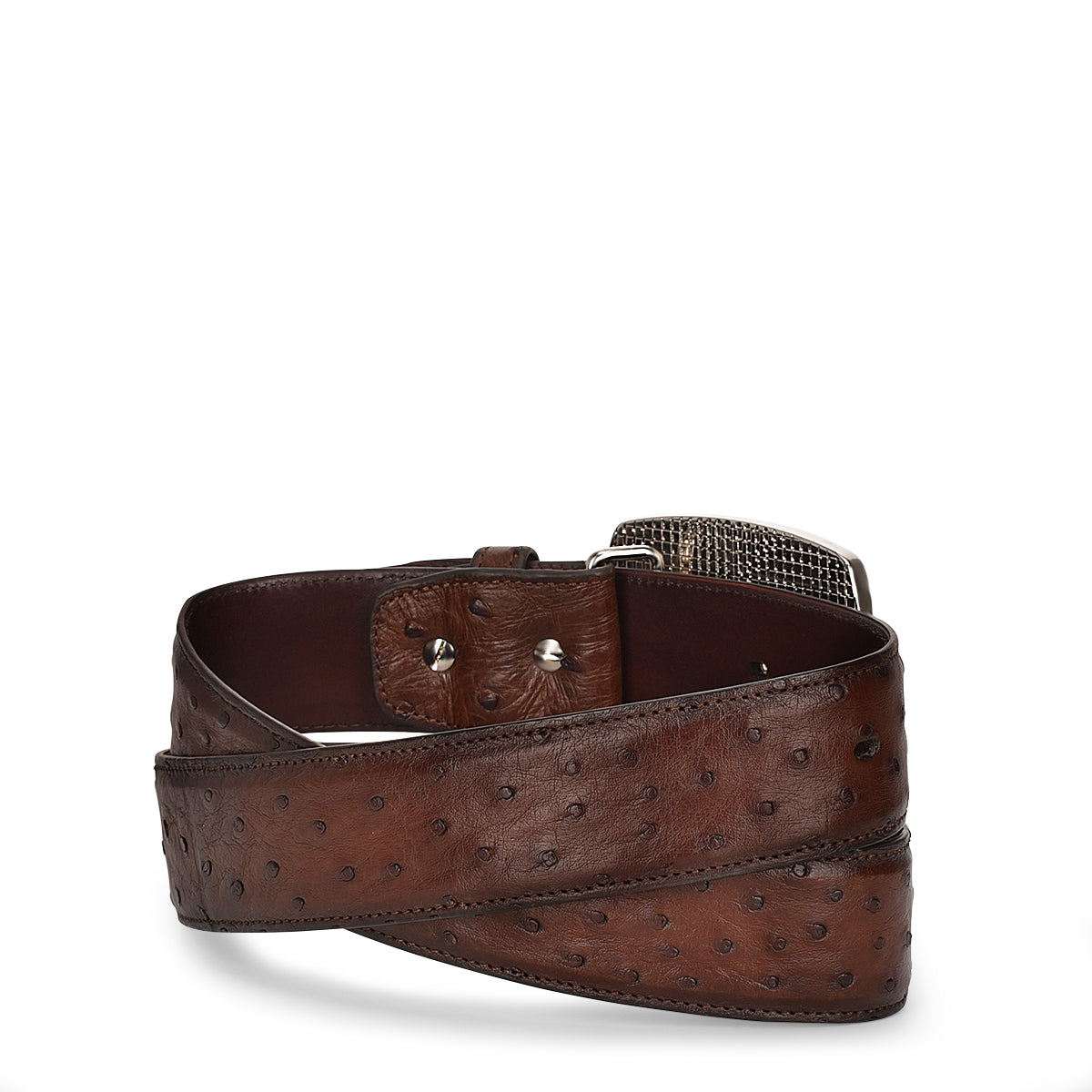 Cuadra Mens Moroni Chestnut Ostrich Belt