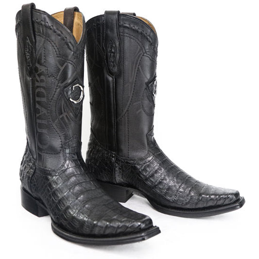 Cuadra Plunge Black Caiman Snip Toe