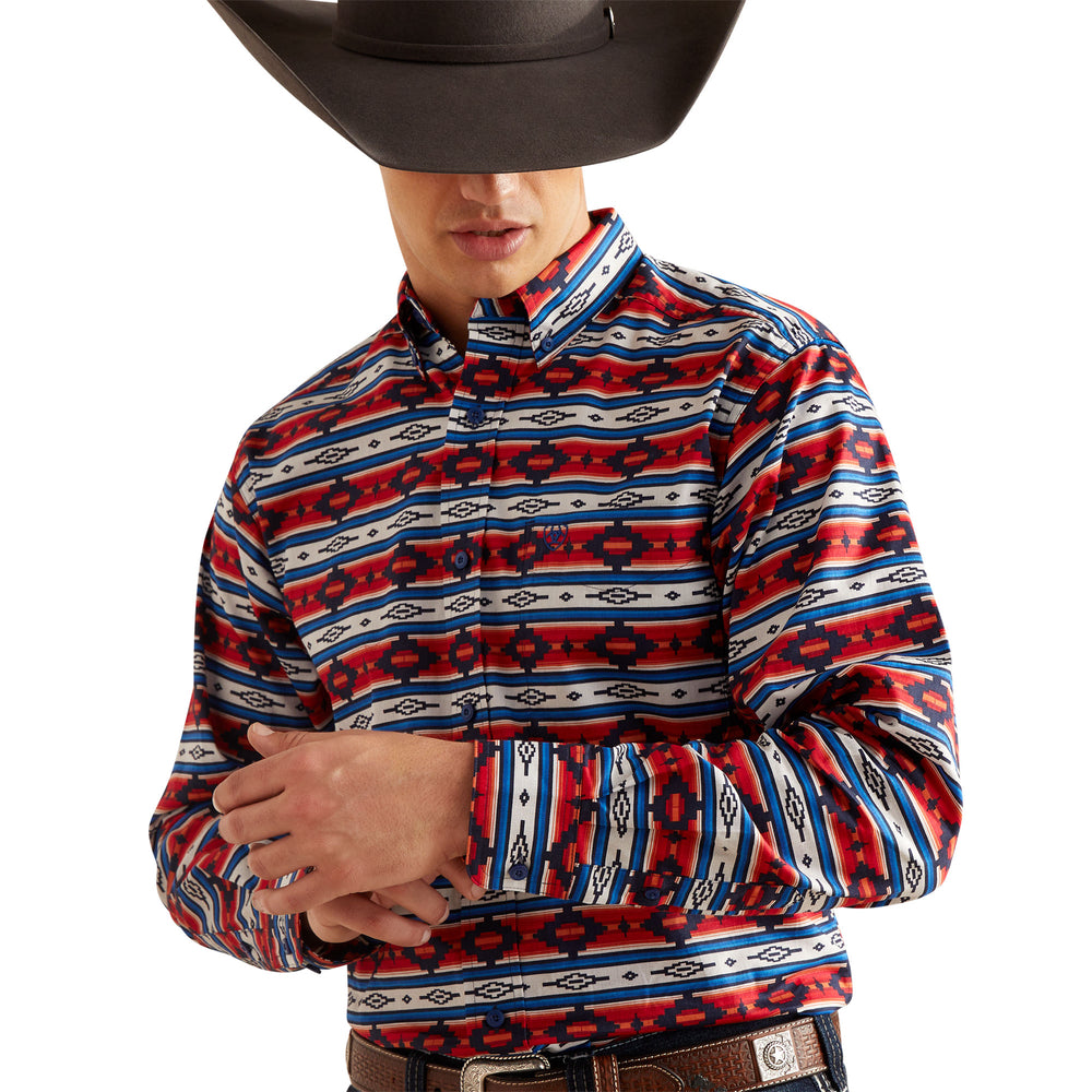 Ariat Mens Western Red/Blue Shirt