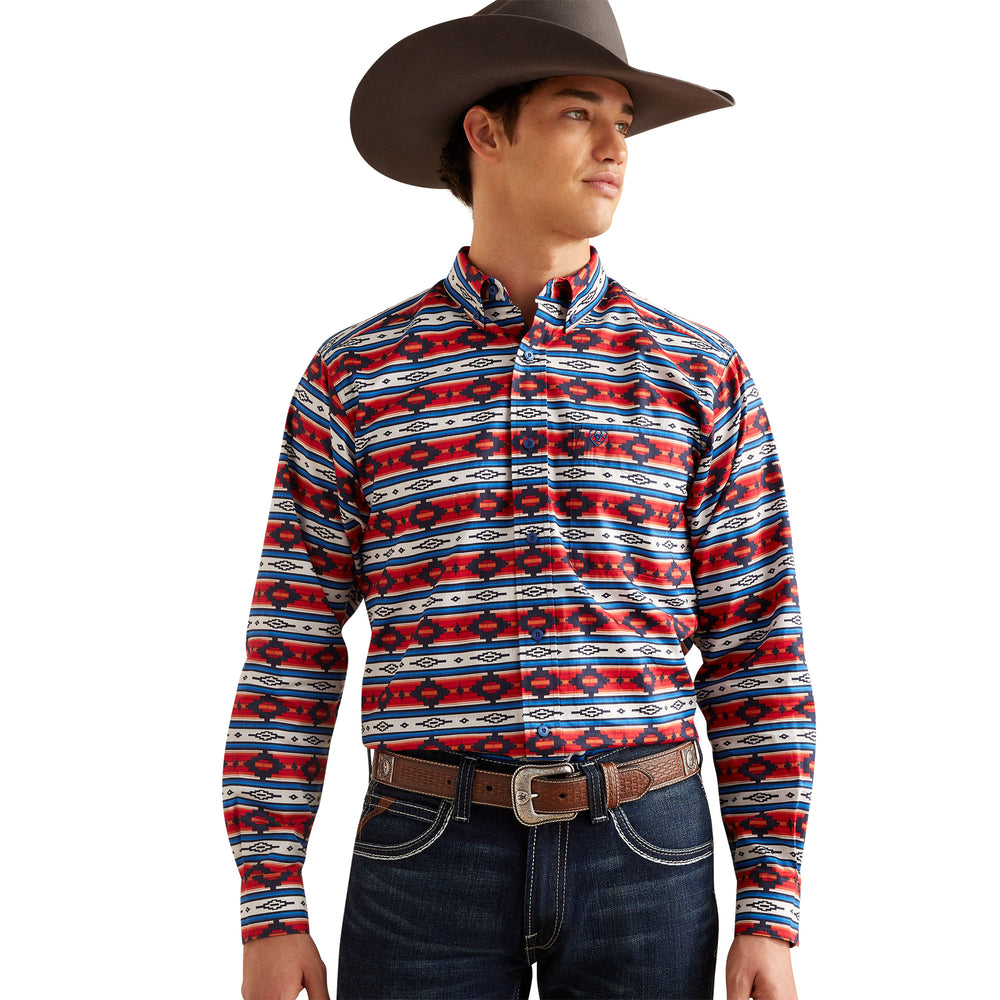 Ariat Mens Western Red/Blue Shirt