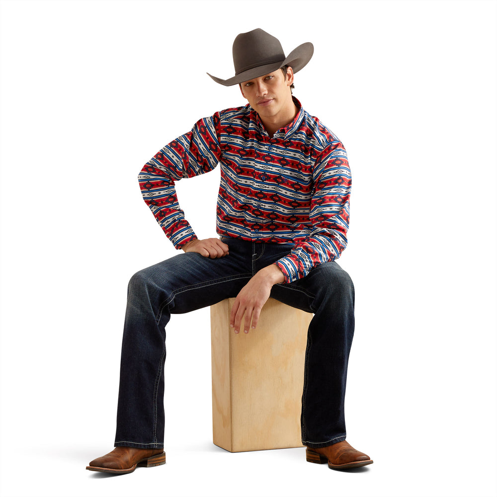 Ariat Mens Western Red/Blue Shirt