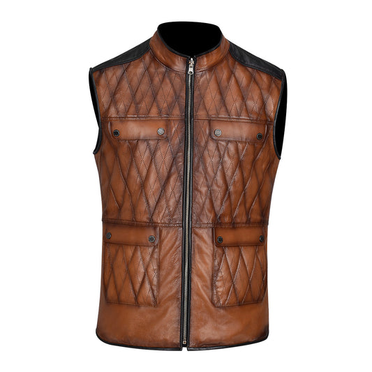 Cuadra Mens Natural Maple Embroidery Vest