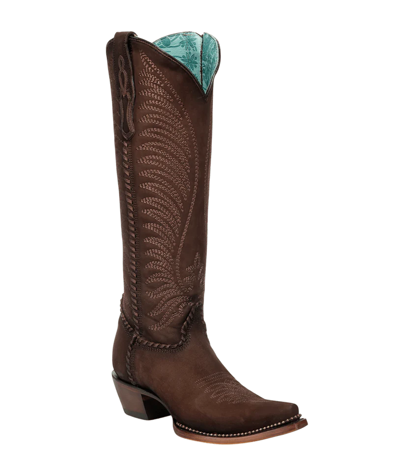 Women's Brown Embroidered Boot