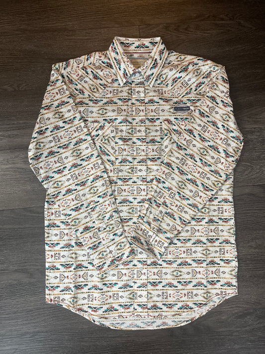 Panhandle Mens Natural Aztec Print Shirt