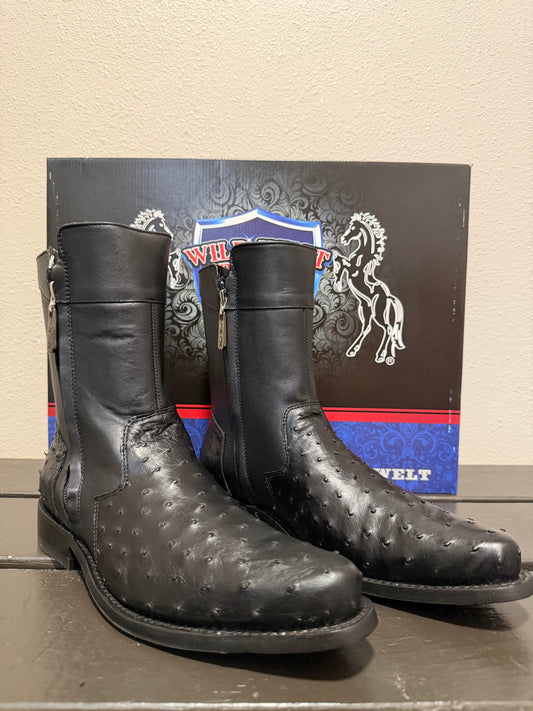 Wild West Ostrich Milano Low Shaft Black