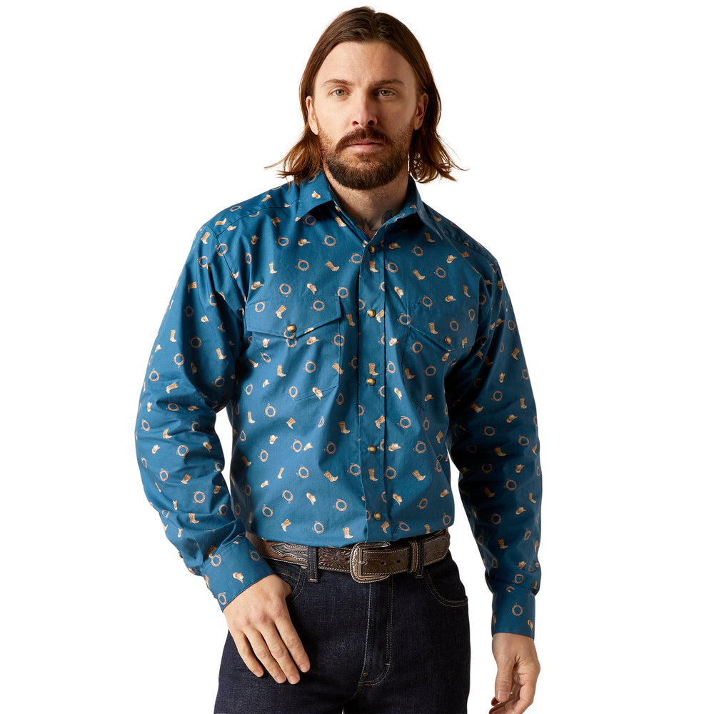 Ariat Mens Brody Snap Long Sleeve Shirt Deep Dive Teal