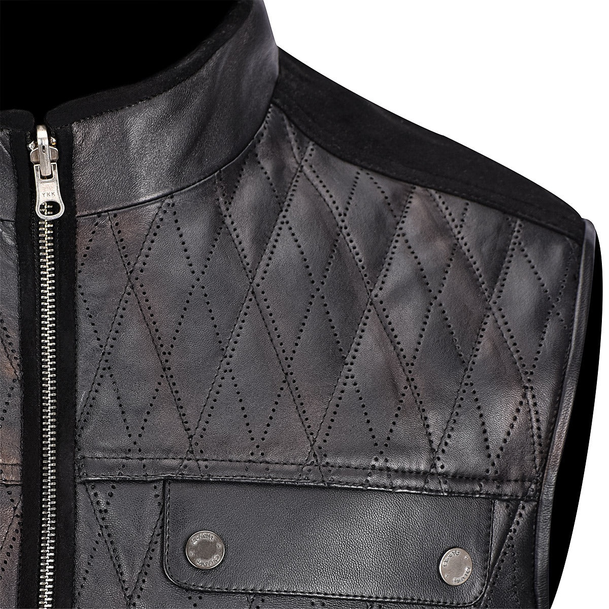 Cuadra Men's Double View Black Leather Vest