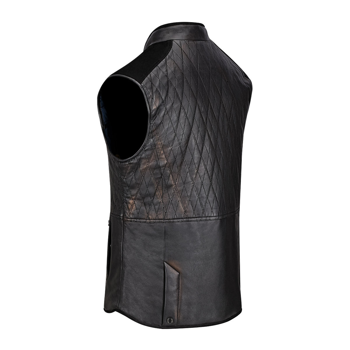 Cuadra Men's Double View Black Leather Vest