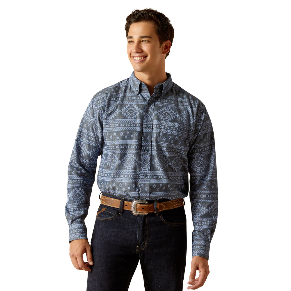 Ariat Mens Blue Eddie Long Sleeve Shirt