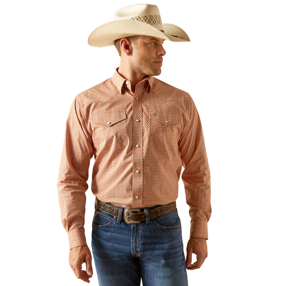 Ariat Mens Orange Flower Snap Shirt