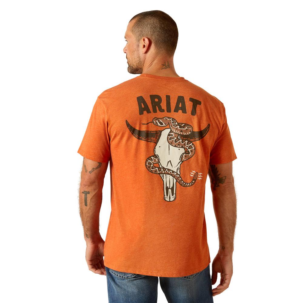 Ariat Mens Orange Snake Skull Ariat Shirt