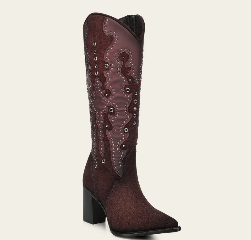 Cuadra Ladies Tall Boot Wine Crystals CC358