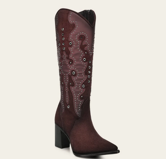 Cuadra Ladies Tall Boot Wine Crystals CC358