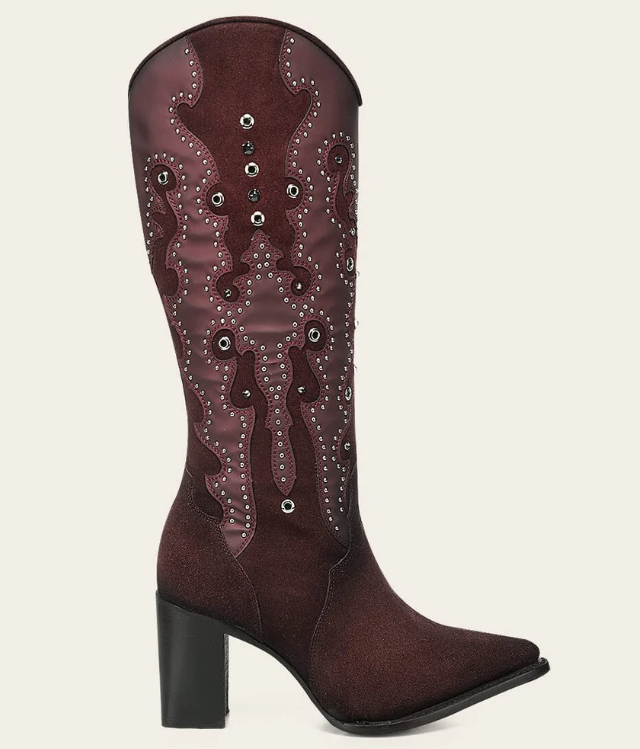 Cuadra Ladies Tall Boot Wine Crystals CC358