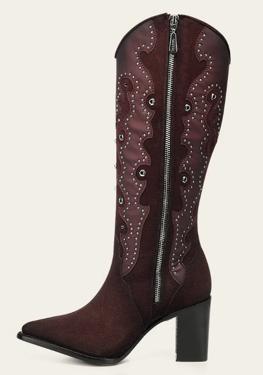 Cuadra Ladies Tall Boot Wine Crystals CC358