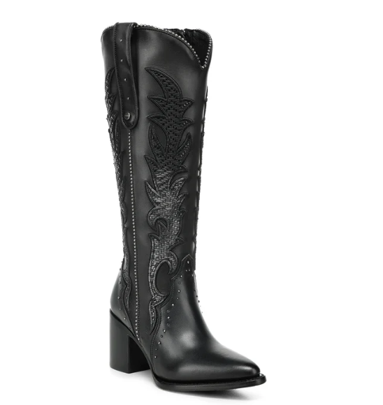 Cuadra Black Embroidered Boot -CC337