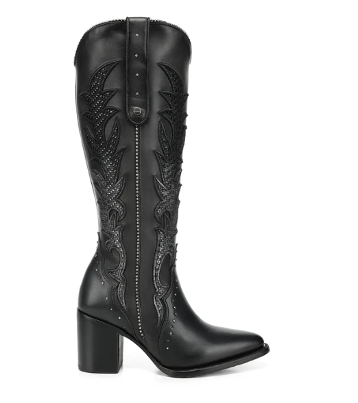Cuadra Black Embroidered Boot -CC337