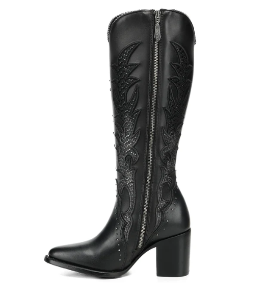 Cuadra Black Embroidered Boot -CC337