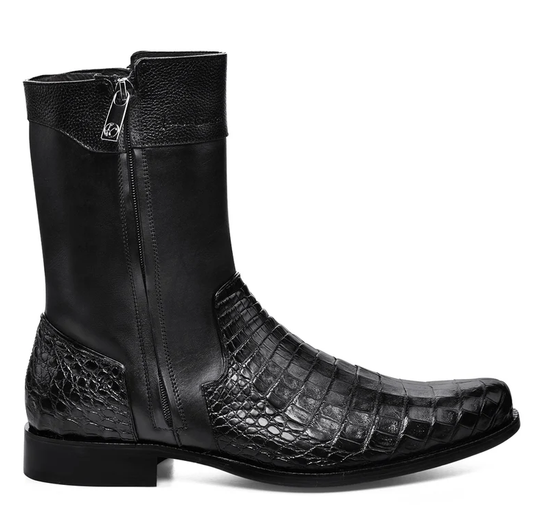 Cuadra Men's Caiman Round Toe Black Zipper Boots FC865