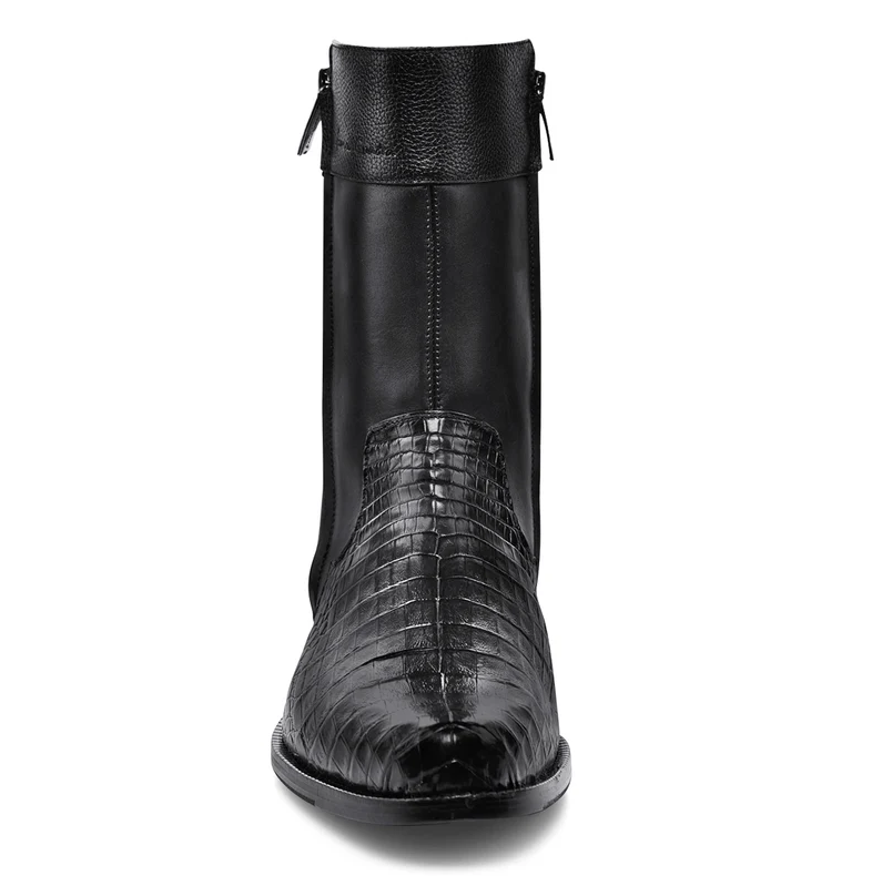 Cuadra Men's Caiman Round Toe Black Zipper Boots FC865