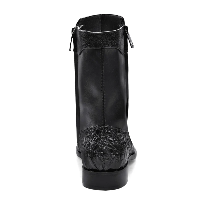 Cuadra Men's Caiman Round Toe Black Zipper Boots FC865