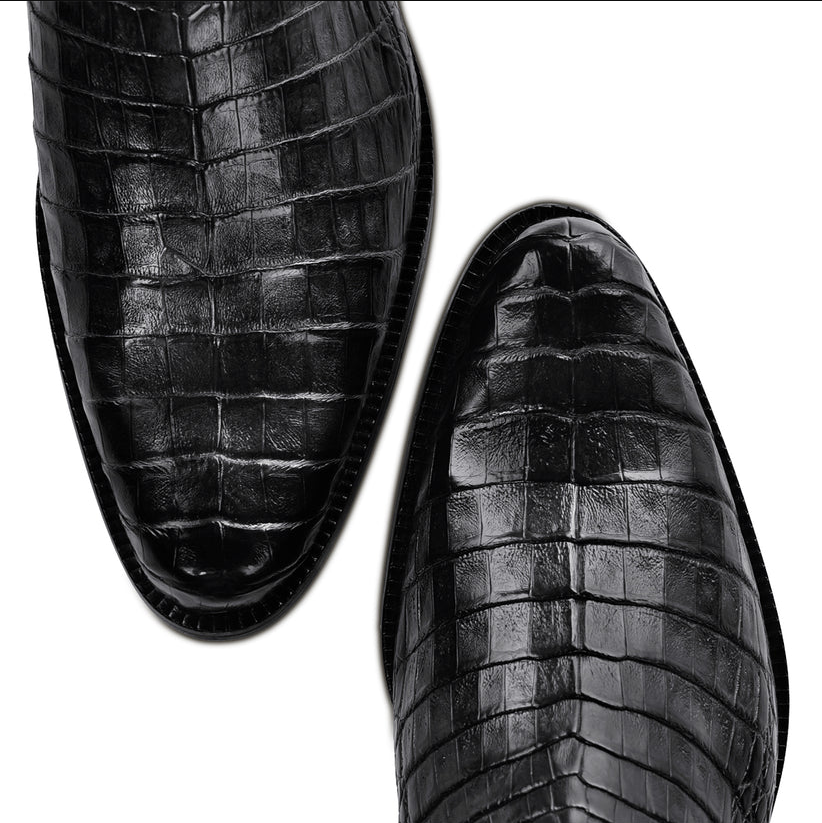 Cuadra Men's Caiman Round Toe Black Zipper Boots FC865
