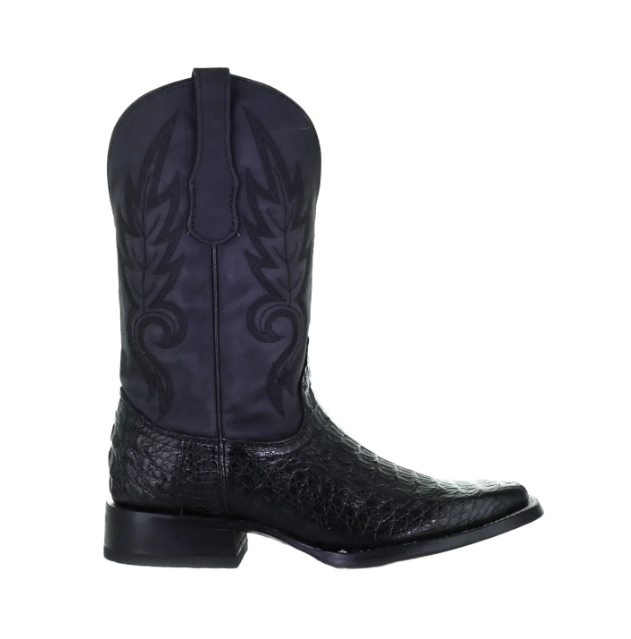 Black Caiman Embroidery Square Toe