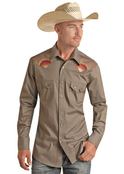 Rock & Roll Mens Gray Snap Shirt