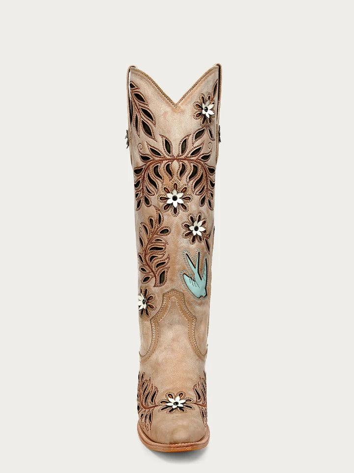 Corral Boot Company Straw Laser Flowers -Z5429