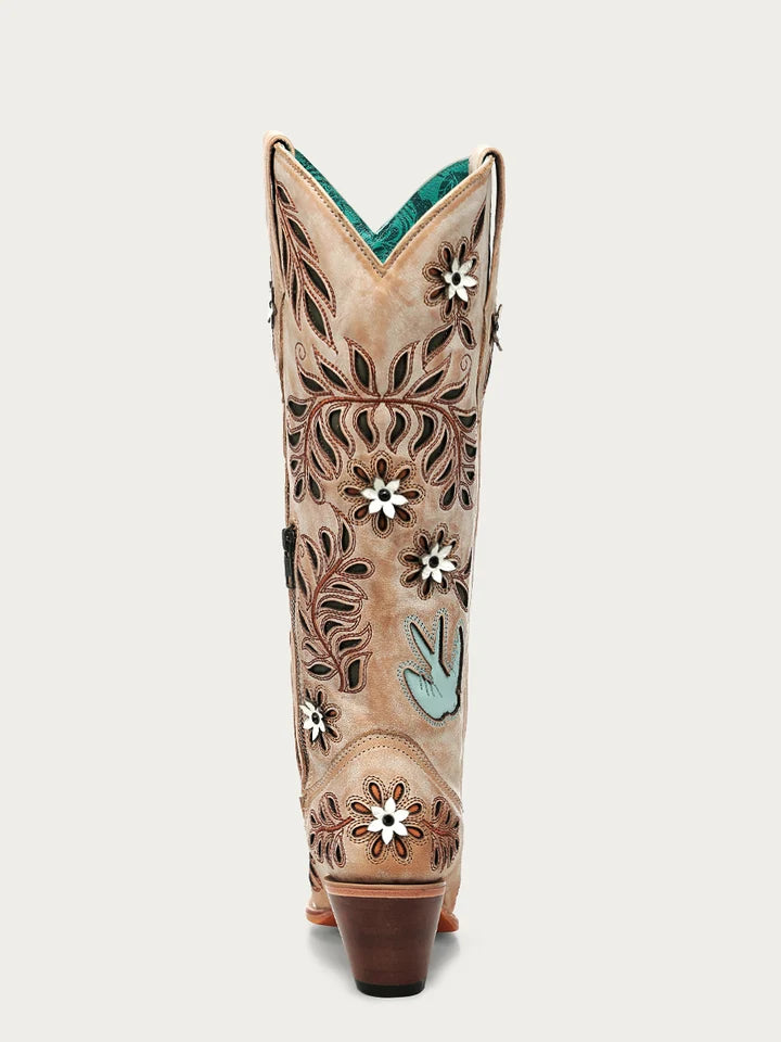 Corral Boot Company Straw Laser Flowers -Z5429