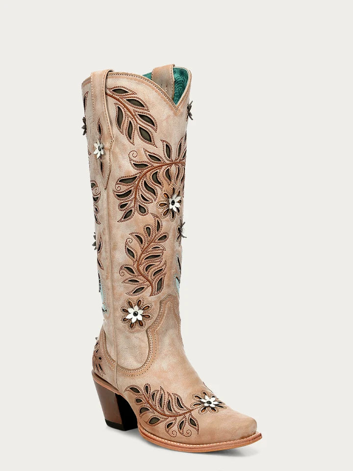 Corral Boot Company Straw Laser Flowers -Z5429